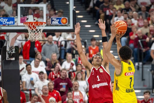 Oscar da Silva 1 FC Bayern Basketball , Jack Kayil 7 Alba Berlin , FC Bayern Basketball vs Alba Berlin, BBL, Final 1, 12 06 2026 Munich Bavaria Germany Copyright: xkolbert-press UlrichxGamelx