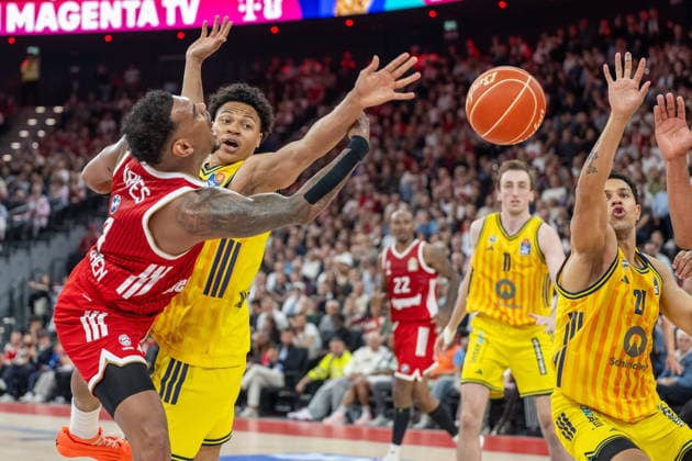 Xavier Rathan Mayes 4 FC Bayern Basketball , Jack Kayil 7 Alba Berlin , FC Bayern Basketball vs Alba Berlin, BBL, Final 1, 12 06 2026 Munich Bavaria Germany Copyright: xkolbert-press UlrichxGamelx