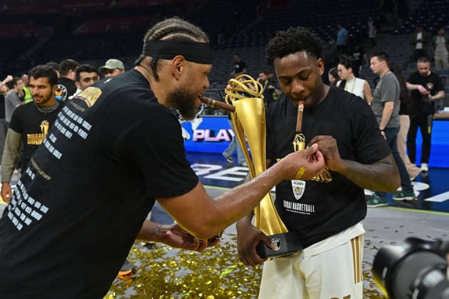 PARTIZAN vs DUBAI BASKETBALL JUSTIN ANDERSON and MCKINLEY WRIGHT IV basketball Partizan vs Dubai basketball playoffs finals of Adriatic ABA league at Beogradska arena, Belrade 12.06.2026 Foto: BASKETBALL, PLAYOFFS FINALS, ADRIATIC ABA LEAGUE, PARTIZAN, DUBAI BASKETBALL Belgrade Belgrade arena Serbia Copyright: xMarkoxMetlas xMNxPressx