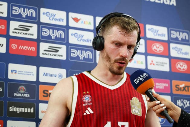 Andreas Obst FC Bayern Basketball, 13 at the post-match interview, GER, FC Bayern Basketball vs Alba Berlin, Basketball, easycredit Basketball Bundesliga, Playoffs, Final, Game 1, Season 2025 2026, 12 06 2026, GER, FC Bayern Basketball vs Alba Berlin, Basketball, easycredit Basketball Bundesliga, Playoffs, Final, Game 1, Season 2025 2026, 12 06 2026 Muenchen Copyright: xEibner-Pressefoto JennixMaulx EP_JML