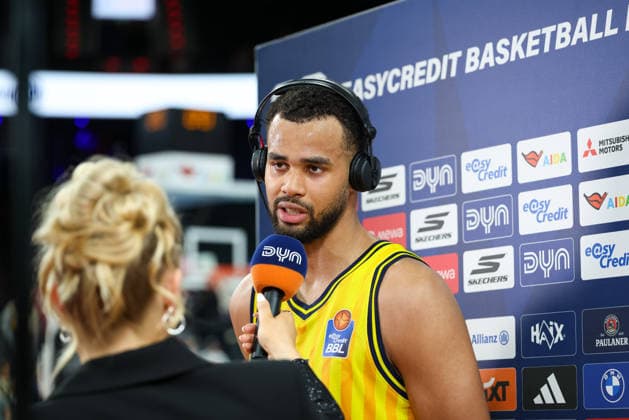 Norris Agbakoko Alba Berlin, 17 at the post-match interview, GER, FC Bayern Basketball vs Alba Berlin, Basketball, easycredit Basketball Bundesliga, Playoffs, Final, Game 1, Season 2025 2026, 12 06 2026, GER, FC Bayern Basketball vs Alba Berlin, Basketball, easycredit Basketball Bundesliga, Playoffs, Final, Game 1, Season 2025 2026, 12 06 2026 Muenchen Copyright: xEibner-Pressefoto JennixMaulx EP_JML