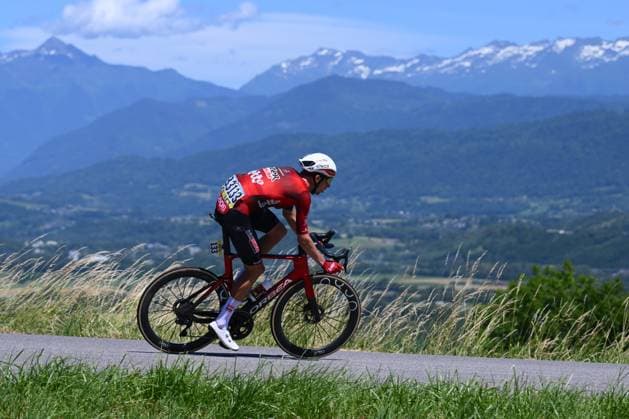 Tour Auvergne - Rhone-Alpes 2026 Stage 6 CREST-VOLAND, FRANCE - JUNE 12 : Craps Lars (BEL) of Lotto Intermarche during stage 6 of the 78th edition of Tour Auvergne - Rhone-Alpes an UCI World Tour 2.UWT cycling road race stage for Men Elite of 182.3 km with start in Saint-Vulbas and finish in Crest-Voland on June 12, 2026 in Crest-Voland, France, 12 06 2026 ( Motordriver Guy De Vuyst - Crest-Voland France  Copyright: xVincentxKalutx