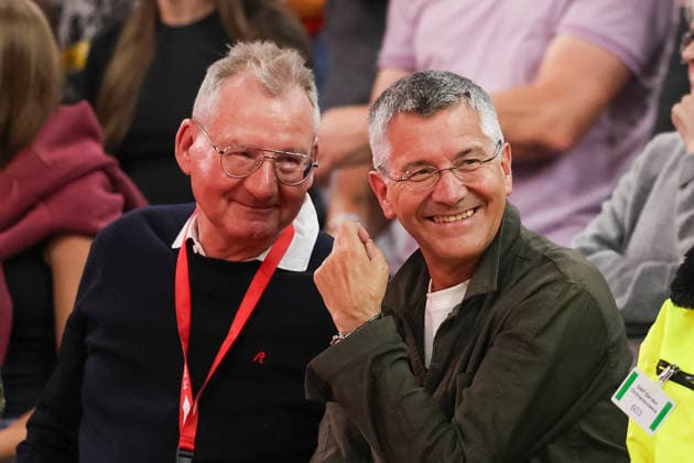Herbert Hainer FC Bayern Muenchen, President laughs, GER, FC Bayern Basketball vs Alba Berlin, Basketball, easycredit Basketball Bundesliga, Playoffs, Final, Game 1, Season 2025 2026, 12 06 2026, GER, FC Bayern Basketball vs Alba Berlin, Basketball, easycredit Basketball Bundesliga, Playoffs, Final, Game 1, Season 2025 2026, 12 06 2026 Muenchen Copyright: xEibner-Pressefoto JennixMaulx EP_JML