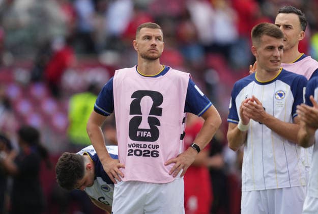 Edin Dzeko Bosnia And Herzegovina looks on during Canada and Bosnia and Herzegovina, Group B FIFA World Cup 2026, Toronto Stadium, Toronto, Canada on June 12, 2026 Thor Wegner DeFodi Images Photo by DeFodi Images