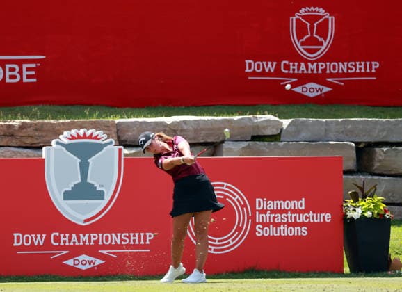 Dow Championship Midland, MI - JUNE 12: Sophia Schubert of the United States hits from the 18th tee during the second round of the Dow Championship at Midland Country Club on June 12, 2026 in Midland, Michigan. Midland Michigan United States  Copyright: xAmyxLemusx originalFilename:lemus-dowchamp260612_npLjv.jpg