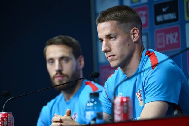 Alexandria, USA, 120626. Croatian football national team, Nationalteam players Nikola Vlasic and Mario Pasalic at he press conference, PK, Pressekonferenz in the base camp during the FIFA World Cup, WM, Weltmeisterschaft, Fussball Photo: Boris Kovacev CROPIX Copyright: xxBorisxKovacevx xCROPIXx press_hrvatska6-120626