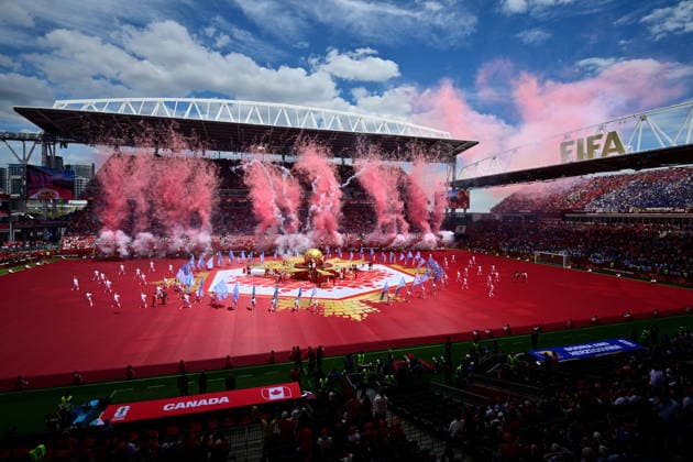 June 12, 2026, Toronto, On, CANADA: Pyrotechinics go off during the opening ceremonies prior to group B World Cup soccer action between Canada and Bosnia and Herzegovina, in Toronto, Friday, June 12, 2026. CANADA V. BOSNIA HERZEGOVINA  - ZUMAc35_ 20260612_zaf_c35_178 Copyright: xSammyxKoganx
