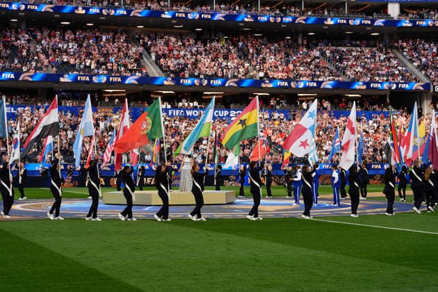 People hold flags during the opening ceremony of the 2026 FIFA World Cup, WM, Weltmeisterschaft, Fussball at SoFi Stadium in Los Angeles, United States,12 June 2026. Fifa World Cup 2026 - Group D - USA - Paraguay !ACHTUNG: NUR REDAKTIONELLE NUTZUNG!  Copyright: xOmarxAlonsox GR6032 20260613-55020581662_1