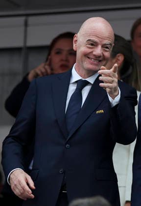(260613) -- LOS ANGELES, June 13, 2026 -- FIFA President Gianni Infantino is seen before the group D match between the United States and Paraguay at the 2026 FIFA World Cup, WM, Weltmeisterschaft, Fussball at Los Angeles Stadium in Los Angeles, the United States, June 12, 2026. ) (SP)U.S.-LOS ANGELES-FOOTBALL-FIFA WORLD CUP-GROUP D-USA VS PRY BaixXuefei 