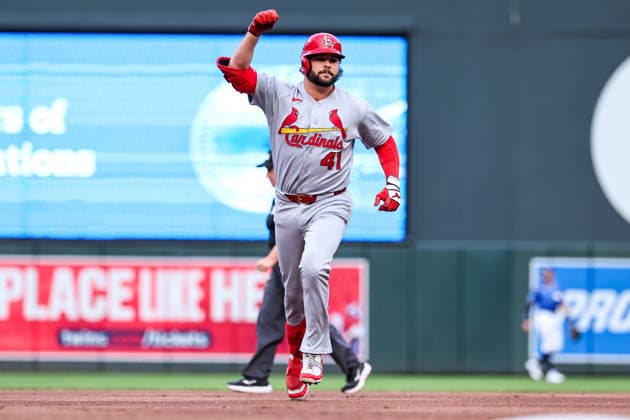 June 12th, 2026: St. Louis Cardinals first baseman Alec Burleson (41) celebrates a solo home run during the first inning of a MLB, Baseball Herren, USA Baseball game between the St. Louis Cardinals and the Minnesota Twins at Target Field in Minneapolis, Minnesota. CSM Minneapolis USA - ZUMAc04_ 20260612_zma_c04_109 Copyright: xStevenxGarciax
