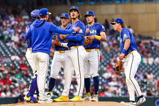 June 12th, 2026: Minnesota Twins take a mound visit in the second inning of a MLB, Baseball Herren, USA Baseball game between the St. Louis Cardinals and the Minnesota Twins at Target Field in Minneapolis, Minnesota. CSM Minneapolis USA - ZUMAc04_ 20260612_zma_c04_130 Copyright: xStevenxGarciax