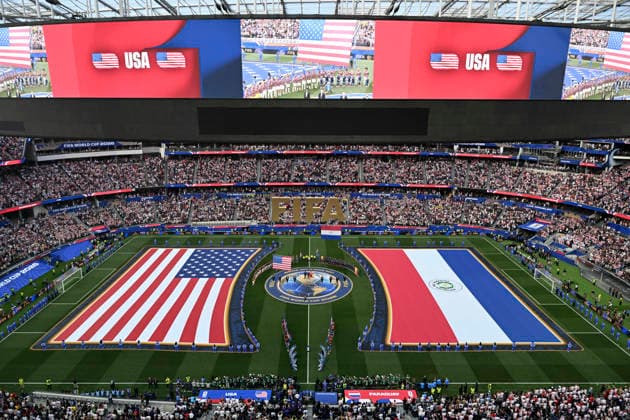 (260613) -- TORONTO, June 13, 2026 -- Flags are seen during the group D match between the United States and Paraguay at the 2026 FIFA World Cup, WM, Weltmeisterschaft, Fussball at Los Angeles Stadium in Los Angeles, the United States, June 12, 2026. ) (SP)U.S.-LOS ANGELES-FOOTBALL-FIFA WORLD CUP-GROUP D-USA VS PRY PengxZiyang 