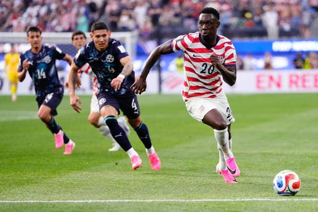 USA v Paraguay - FIFA World Cup, WM, Weltmeisterschaft, Fussball 2026 - Group D LOS ANGELES, USA - JUNE 12: Folarin Balogun of USA runs with the ball during the 2026 FIFA World Cup First Stage Group D match between USA and Paraguay at SoFi Stadium (Los Angeles Stadium) in Los Angeles, California, United States on June 12, 2026. Jose Hernandez Anadolu California United States. Editorial use only. Please get in touch for any other usage.  Copyright: x2026xAnadoluxJosexHernandezx