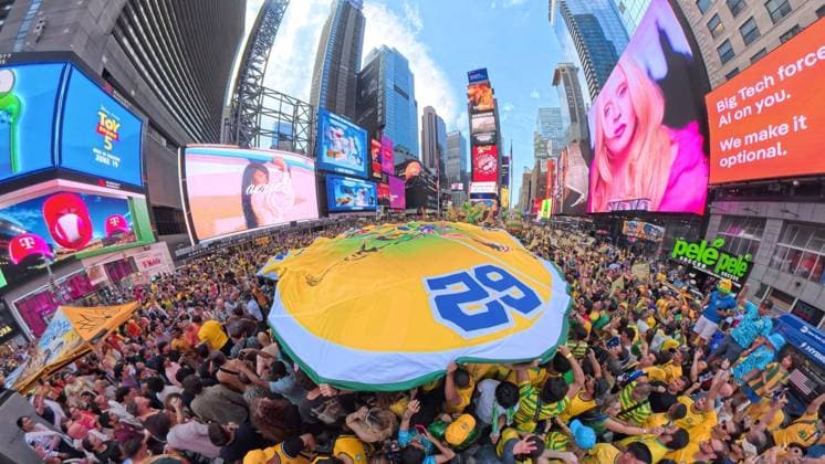 Football, FIFA World Cup 2026, Brazil fans at Times Square in New York