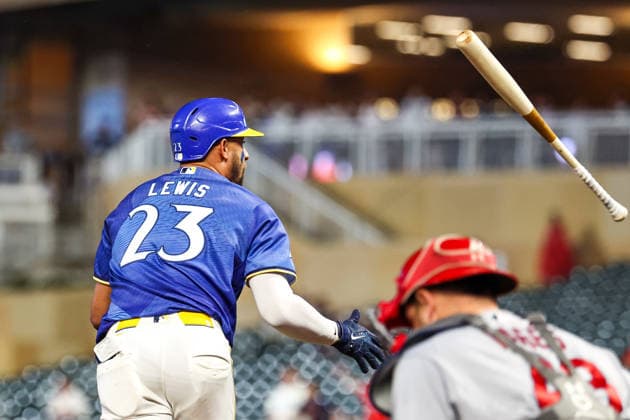 June 12th, 2026: Minnesota Twins first baseman Royce Lewis (23) celebrates a solo home run in the eighth inning of a MLB, Baseball Herren, USA Baseball game between the St. Louis Cardinals and the Minnesota Twins at Target Field in Minneapolis, Minnesota. CSM Minneapolis USA - ZUMAc04_ 20260612_zma_c04_256 Copyright: xStevenxGarciax