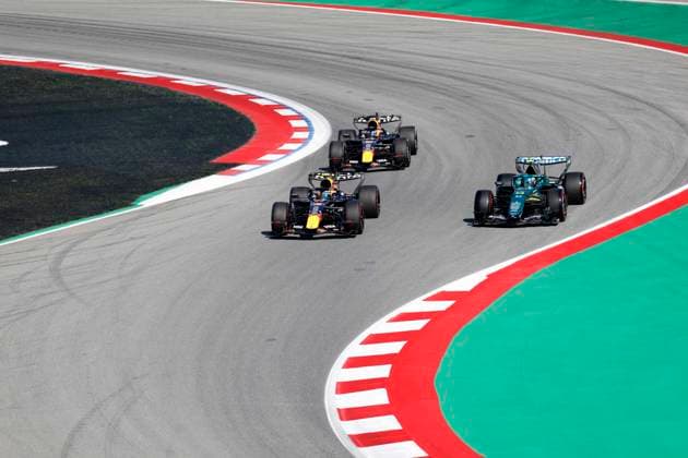 June 12, 2026, Sabadell, Barcelona, Spain: Montmelo Spain June 12 , 2026 Isack Hadjar (6 FR Redbull), Max Verstappen (3 NL Redbull ) and Fernando Alonso (14 ESP Aston Martin ) during Free Practice 1 at the Formula 1 Barcelona Catalonia Grand Prix 2026 in Montmelo Spain on 12 June 2026 Sabadell Spain - ZUMAu50_ 20260612_zsp_u50_059 Copyright: xXavixUrgelesx