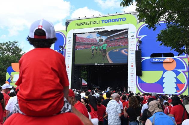 June 12, 2026, Toronto, On, Canada: Fans watch the opening of Canada s World Cup match against Bosnia and Herzegovina at FIFA Fan Fest in Toronto, on Friday, June 12, 2026. Canada News - June 12, 2026  - ZUMAc35_ 20260612_zaf_c35_440 Copyright: xJonxBlackerx