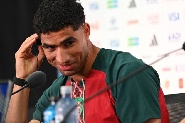 SOCCER - FIFA World Cup, WM, Weltmeisterschaft, Fussball - Morocco national team, Nationalteam - press conference, PK, Pressekonferenz Photo by IPA ABACAPRESS.COM85632452 - Achraf Hakimi (Morocco) press conference during the Morocco Team press conference following the FIFA World Cup match in East Rutherford, New Jersey, USA, on June 12, 2026 East Rutherford, New Jersey  Copyright: xIPAxSport ABACAx