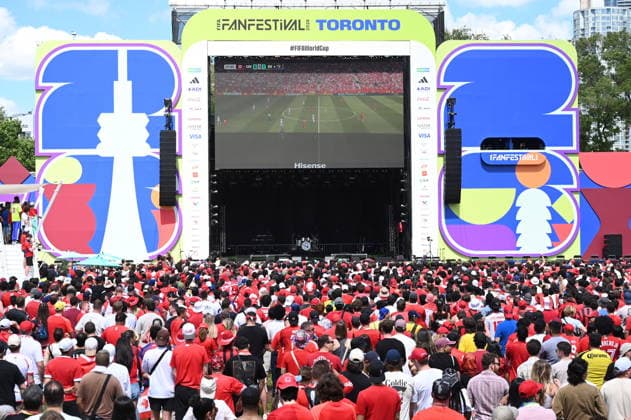 June 12, 2026, Toronto, On, Canada: Fans watch Canada s World Cup match against Bosnia and Herzegovina at FIFA Fan Fest in Toronto, on Friday, June 12, 2026. Canada News - June 12, 2026  - ZUMAc35_ 20260612_zaf_c35_447 Copyright: xJonxBlackerx