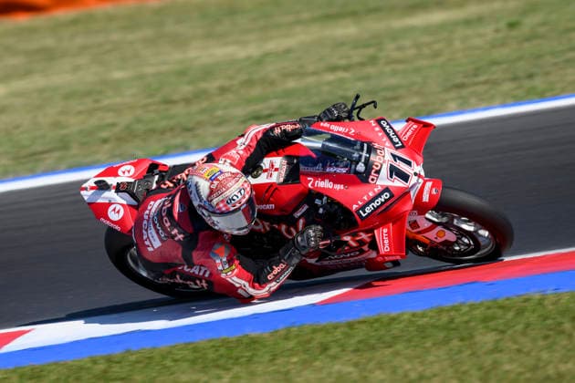 June 13, 2026, Misano Adriatico, Rimini, Italy: Nicolo BULEGA (ITA) riding for Aruba.it Racing - Ducati at turn 5 during the third free practice session of 2026 WorldSBK Pirelli Emilia Romagna round 7 at the Misano World Circuit in Misano Adriatico (Rimini, Italy)..Credit: ZUMA Press Motorsports 2026: WorldSBK Misano: FP3  - ZUMAr158 20260613_aap_r158_011 Copyright: xRiccardoxRighettix
