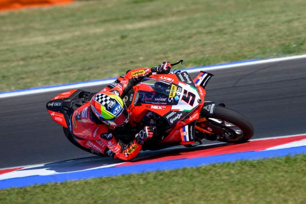 June 13, 2026, Misano Adriatico, Rimini, Italy: Yari MONTELLA (ITA) riding for Barni Spark Racing Team at turn 5 during the third free practice session of 2026 WorldSBK Pirelli Emilia Romagna round 7 at the Misano World Circuit in Misano Adriatico (Rimini, Italy)..Credit: ZUMA Press Motorsports 2026: WorldSBK Misano: FP3  - ZUMAr158 20260613_aap_r158_026 Copyright: xRiccardoxRighettix