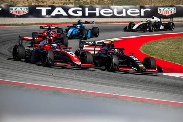 AUTO - FORMULA 3 2026 - BARCELONA 04 STROMSTED Noah (den), Trident, Dallara F3 2025, action 11 GLADYSZ Maciej (pol), ART Grand Prix, Dallara F3 2025, action during the 3rd round of the 2026 FIA Formula 3 Championship from June 12 to 14, 2026 on the Circuit de Barcelona-Catalunya, in Montmelo, Spain - MontmeloSpain  Copyright: xALBERTOxVIMERCATIx