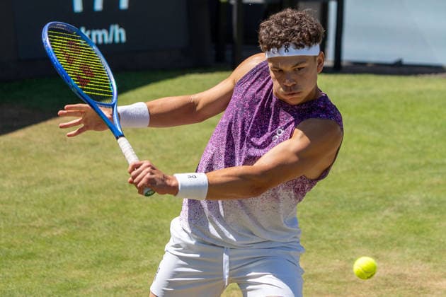 Ben Shelton on the ball, Ben Shelton vs Sho Shimabukuro, Tennis, ATP Tournament, Boss Open, Center Court, Quarterfinals, 13 06 2026, Ben Shelton vs Sho Shimabukuro, Tennis, ATP Tournament, Boss Open, Center Court, Quarterfinals, 13 06 2026, Stuttgart Copyright: xEibner-Pressefoto EdwardxCheungx EP_ECG