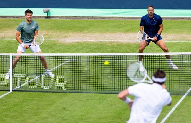 DEN BOSCH - Sander Arends and David Pel during the ATP, Tennis Herren doubles final match against Zizou Bergs (BEL) and Arthur Rinderknech (FRA) at the 2026 LibÃ ma Open. The combined ATP WTA, Tennis Damen tournament is being held on the event grounds of the former Autotron car theme park. IRIS VAN DEN BROEK ANP xVIxANPxSportx xxANPxIVx 560890745 originalFilename: 560890745.jpg