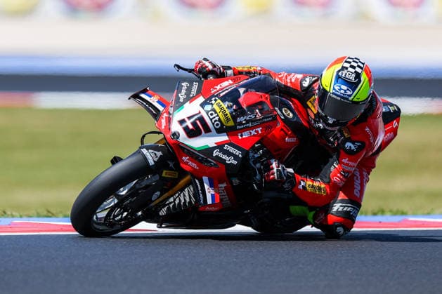 FIM SBK Superbike World Championship Pirelli Emilia Romagna Round 7 Superpole Misano Adriatico 13 06 2026 Yari Montella of Barni Spark Racing Team with Ducati Panigale V4R seen during FIM SBK Superbike World Championship Pirelli Emilia Romagna Round 7 Superpole at Misano World Circuit Marco Simoncelli in Misano Adriatico, Italy Copyright: xBEAUTIFULxSPORTS Carabellix