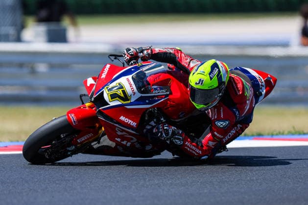 FIM SBK Superbike World Championship Pirelli Emilia Romagna Round 7 Superpole Misano Adriatico 13 06 2026 Ryan Vickers of Honda HRC with Honda CBR1000RR R SP seen during FIM SBK Superbike World Championship Pirelli Emilia Romagna Round 7 Superpole at Misano World Circuit Marco Simoncelli in Misano Adriatico, Italy Copyright: xBEAUTIFULxSPORTS Carabellix