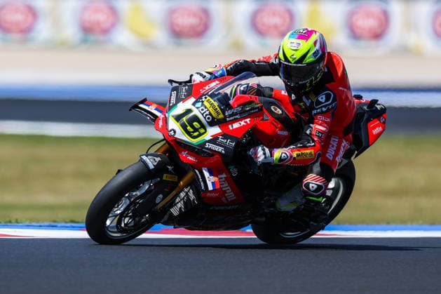FIM SBK Superbike World Championship Pirelli Emilia Romagna Round 7 Superpole Misano Adriatico 13 06 2026 Alvaro Bautista of Barni Spark Racing Team with Ducati Panigale V4R seen during FIM SBK Superbike World Championship Pirelli Emilia Romagna Round 7 Superpole at Misano World Circuit Marco Simoncelli in Misano Adriatico, Italy Copyright: xBEAUTIFULxSPORTS Carabellix
