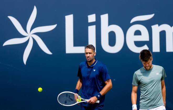 DEN BOSCH - Sander Arends and David Pel during the ATP, Tennis Herren doubles final match against Zizou Bergs (BEL) and Arthur Rinderknech (FRA) at the 2026 LibÃ ma Open. The combined ATP WTA, Tennis Damen tournament is being held on the event grounds of the former Autotron car theme park. IRIS VAN DEN BROEK ANP xVIxANPxSportx xxANPxIVx 560891203 originalFilename: 560891203.jpg