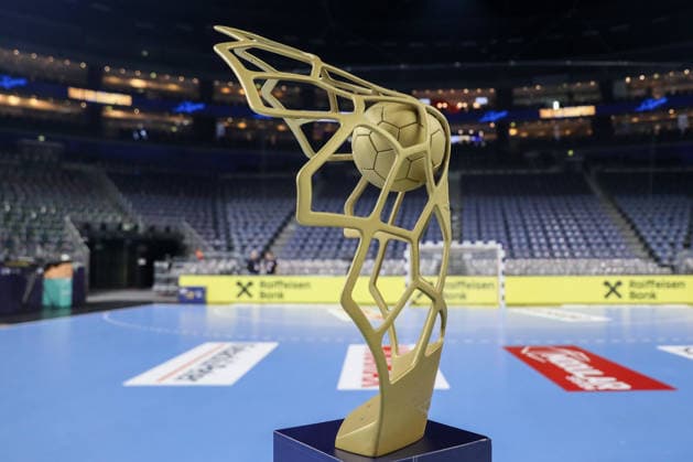 13 06 2026, xgox, handball EHF Champions League semi-final SC Magdeburg Füchse Berlin v l symbol image, symbol photo, cup, trophy, Cup Cologne