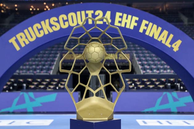 13 06 2026, xgox, handball EHF Champions League semi-final SC Magdeburg Füchse Berlin v l symbol image, symbol photo, cup, trophy, Cup Cologne