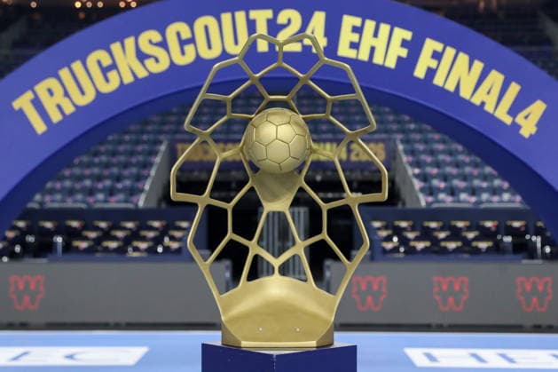13 06 2026, xgox, handball EHF Champions League semi-final SC Magdeburg Füchse Berlin v l symbol image, symbol photo, cup, trophy, Cup Cologne