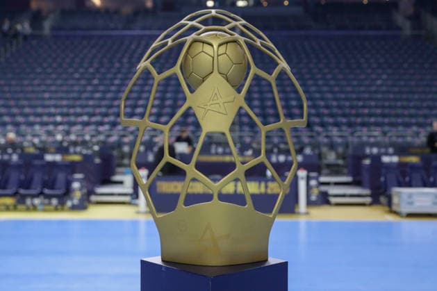 13 06 2026, xgox, handball EHF Champions League semi-final SC Magdeburg Füchse Berlin v l symbol image, symbol photo, cup, trophy, Cup Cologne