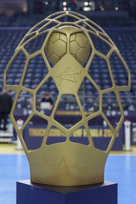 13 06 2026, xgox, handball EHF Champions League semi-final SC Magdeburg Füchse Berlin v l symbol image, symbol photo, cup, trophy, Cup Cologne