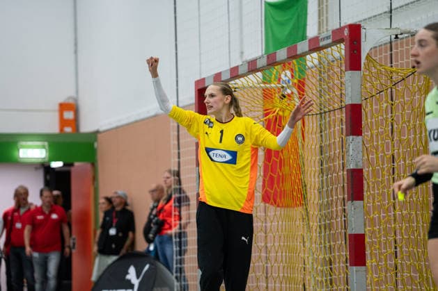 U20 Women National Team Germany GER vs U20 Women National Team Spain SPA , Handball, Four Nations Tournament, 13 6 2026, Season 2025 2026, Hannover Lena Lindemann Germany U20 Women, 16, plays for Bergischer HC cheers after a goal Hannover Sporthalle IGS Badenstedt Germany