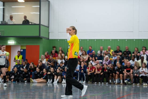 U20 Women National Team Germany GER vs U20 Women National Team Spain SPA , Handball, Four Nations Tournament, 13 6 2026, Season 2025 2026, Hannover Lena Lindemann Germany U20 Women, 16, plays at Bergischer HC cheers after a parade Hannover Sporthalle IGS Badenstedt Germany