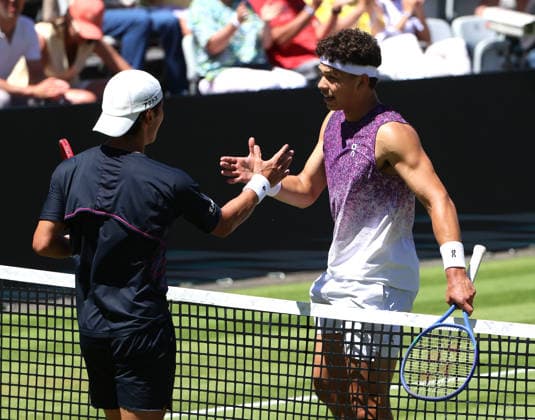 13 06 2026, Boss Open 2026, ATP Tour 250 Stuttgart, TTC Weissenhof, Tennis, Sport, in the picture Ben Shelton USA wins against Sho Shimabukuro JPN