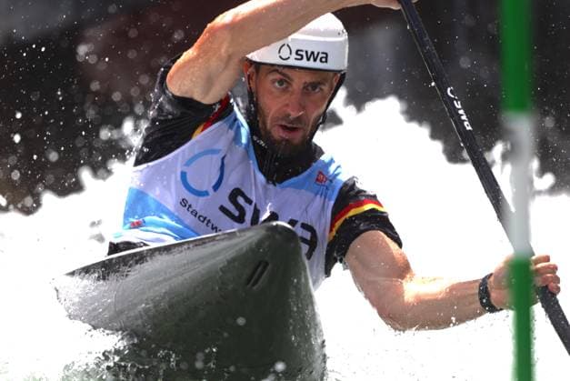 Sideris TASIADIS GER, KSA Augsburg in Single Canoe Canoe Slalom, Canoe Single C1 Canoe Slalom World Cup 2026, on 13 06 2026 in Augsburg, O L Y M P I A E I S K A N A L, Germany Source Copyright Credit Oryk HAIST xKANUSLALOM-CANOEx
