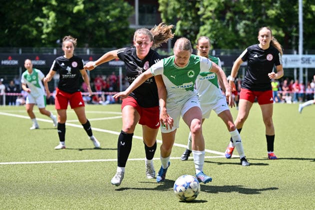 HISCOX Association Cup SC Amicitia München SpVgg Greuther Fürth 13 06 2026 MUNICH, GERMANY 13 June in the duel Annick LEISCHING SC Amicitia München 25 and Judith GRUBER SpVgg Greuther Fürth 24 during the match between SC Amicitia München and SpVgg Greuther Fürth in the final of the HISCOX Association Cup at the sports facility of SC Amicitia Copyright: xBEAUTIFULxSPORTS Goldbergx