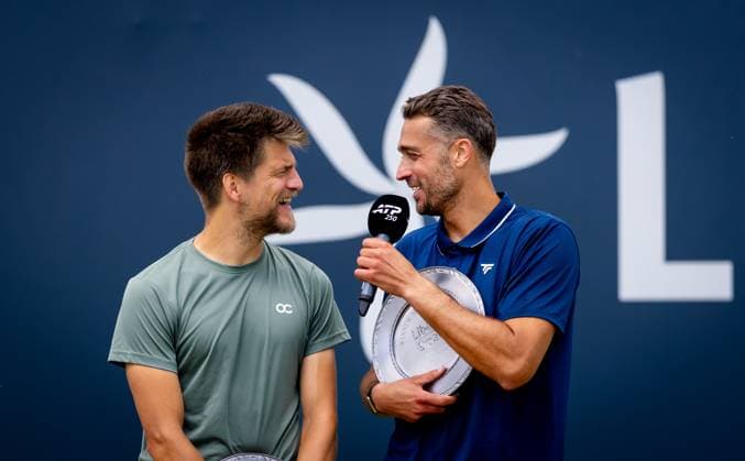 DEN BOSCH - Sander Arends and David Pel win the ATP, Tennis Herren doubles final match against Zizou Bergs (BEL) and Arthur Rinderknech (FRA) at the 2026 LibÃ ma Open. The combined ATP WTA, Tennis Damen tournament is being held on the grounds of the former Autotron car theme park. IRIS VAN DEN BROEK ANP xVIxANPxSportx xxANPxIVx 560893582 originalFilename: 560893582.jpg
