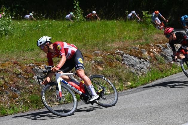 Tour Auvergne - Rhone-Alpes 2026 Stage 7 GRAND COLOMBIER, FRANCE - JUNE 13 : Skjelmose Mattias (DEN) of Lidl Trek during stage 7 of the 78th edition of Tour Auvergne - Rhone-Alpes an UCI World Tour 2.UWT cycling road race stage for Men Elite of 133.6 km with start in La Bridoire and finish in Grand Colombier on June 13, 2026 in Grand Colombier, France, 13 06 2026 ( Motordriver Guy De Vuyst - Grand Colombier France  Copyright: xVincentxKalutx