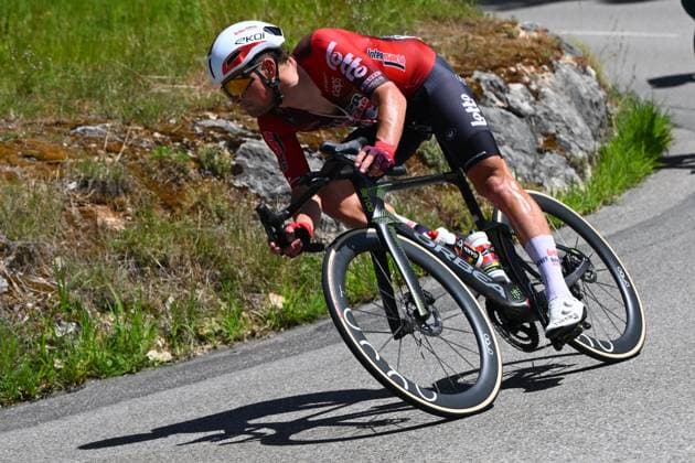 Tour Auvergne - Rhone-Alpes 2026 Stage 7 GRAND COLOMBIER, FRANCE - JUNE 13 : Lotto Intermarche rider during stage 7 of the 78th edition of Tour Auvergne - Rhone-Alpes an UCI World Tour 2.UWT cycling road race stage for Men Elite of 133.6 km with start in La Bridoire and finish in Grand Colombier on June 13, 2026 in Grand Colombier, France, 13 06 2026 ( Motordriver Guy De Vuyst - Grand Colombier France  Copyright: xVincentxKalutx