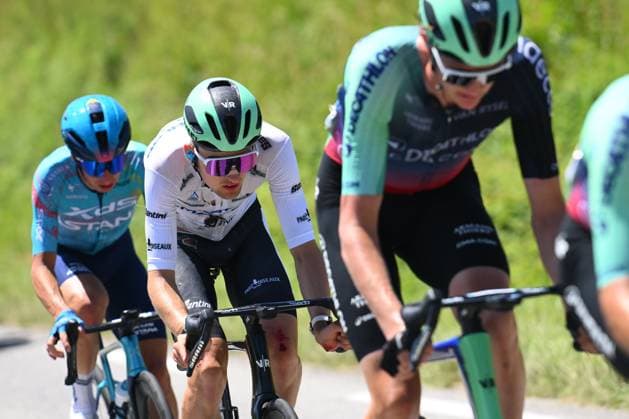 Tour Auvergne - Rhone-Alpes 2026 Stage 7 GRAND COLOMBIER, FRANCE - JUNE 13 : Seixas Paul (FRA) of Decathlon CMA CGM Team during stage 7 of the 78th edition of Tour Auvergne - Rhone-Alpes an UCI World Tour 2.UWT cycling road race stage for Men Elite of 133.6 km with start in La Bridoire and finish in Grand Colombier on June 13, 2026 in Grand Colombier, France, 13 06 2026 ( Motordriver Guy De Vuyst - Grand Colombier France  Copyright: xVincentxKalutx