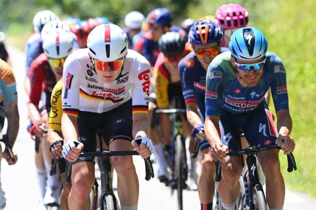 Tour Auvergne - Rhone-Alpes 2026 Stage 7 GRAND COLOMBIER, FRANCE - JUNE 13 : Zimmerman Georg (GER) of Lotto Intermarche during stage 7 of the 78th edition of Tour Auvergne - Rhone-Alpes an UCI World Tour 2.UWT cycling road race stage for Men Elite of 133.6 km with start in La Bridoire and finish in Grand Colombier on June 13, 2026 in Grand Colombier, France, 13 06 2026 ( Motordriver Guy De Vuyst - Grand Colombier France  Copyright: xVincentxKalutx