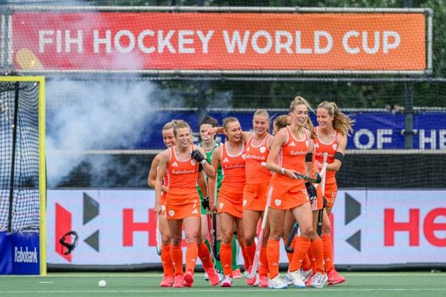 ROTTERDAM, 13-06-2026, HC Rotterdam, FIH Hockey Pro League Women, Season 2025-2026. Luna Fokke scores and celebrates during the game Netherlands - Ireland (1st match). Netherlands - Ireland (1st match)  x204329524x Copyright: