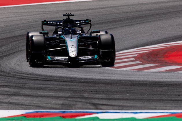 June 13, 2026, Montmelo, Catalonia, Spain: MONTMELO, SPAIN - JUN 13: George Russell of Mercedes AMG Petronas Formula One Team in action during Practice 3 for the Formula 1 Grand Prix of Spain at Circuit de Barcelona-Catalunya on JUN 13, 2026 in Montmelo, Spain. Formula 1 Grand Prix Of Spain - Practice 3  - ZUMAs316 20260613_znp_s316_016 Copyright: xMartixSeguraxRamonedax