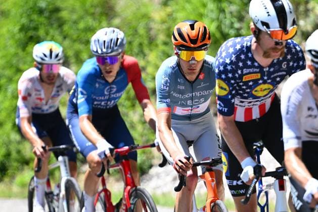 Tour Auvergne - Rhone-Alpes 2026 Stage 7 GRAND COLOMBIER, FRANCE - JUNE 13 : De Plus Laurens (BEL) of Netcompany INEOS during stage 7 of the 78th edition of Tour Auvergne - Rhone-Alpes an UCI World Tour 2.UWT cycling road race stage for Men Elite of 133.6 km with start in La Bridoire and finish in Grand Colombier on June 13, 2026 in Grand Colombier, France, 13 06 2026 ( Motordriver Guy De Vuyst - Grand Colombier France  Copyright: xVincentxKalutx